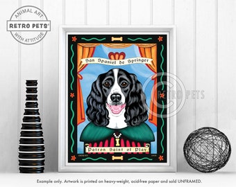 Springer Spaniel Art, Dog Wall Art , Dog Decor, Play, Kitchen Decor, Spaniel Art, Dog Art Print, Dog Lover Gift, UNFRAMED