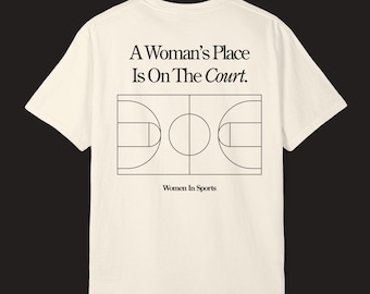 Women in Sports Basketball Court Graphic Tee, US Cotton Unisex Athletic Apparel