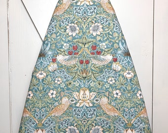 Aqua Strawberry Thief Ironing Board Cover | William Morris Design | Elastic Edge | For Boards up to 18 inches Wide, 56 Inches Long