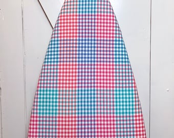 Multicolor Gingham Plaid Ironing Board Cover | Adjustable Elastic Edge | Fits Standard and Extra Wide Boards to 18 Inches Wide