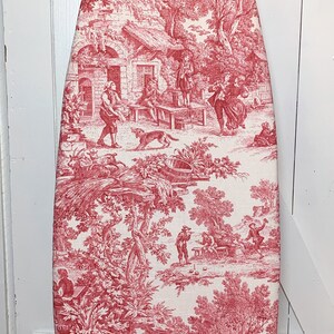 Red Toile Ironing Board Cover Authentic Laura Ashley English Country Fabric Adjustable Elastic Edge Fits Boards to 18 Inches Wide image 2