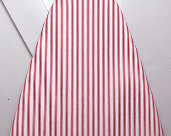 Classic Red and White Woven Ticking Stripe Ironing Board Cover | Vintage Style, Adjustable Elastic Edge | Fits Boards up to 18-inches Wide