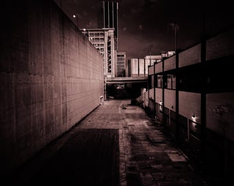 Moody Alleyway Print – Urban Photography Wall Art – Cinematic Cityscape Poster – Dark Architecture Printable – Modern Industrial Decor