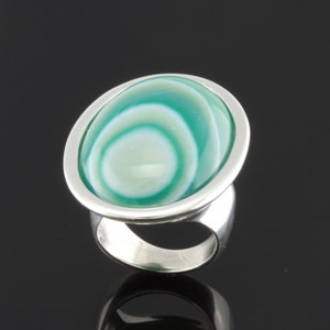 Large Oval Gemstone Sterling Silver Ring image 1