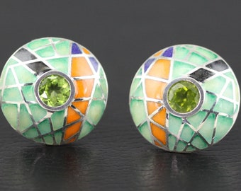 Enamel sterling silver earrings.