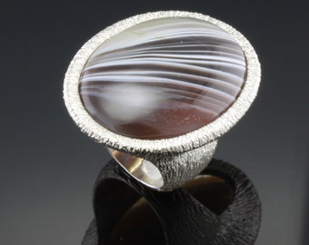 Large Oval Gemstone Sterling Silver Ring