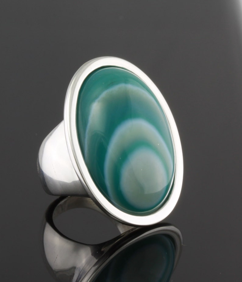 Large Oval Gemstone Sterling Silver Ring image 2