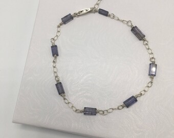 Iolite and sterling silver bracelet
