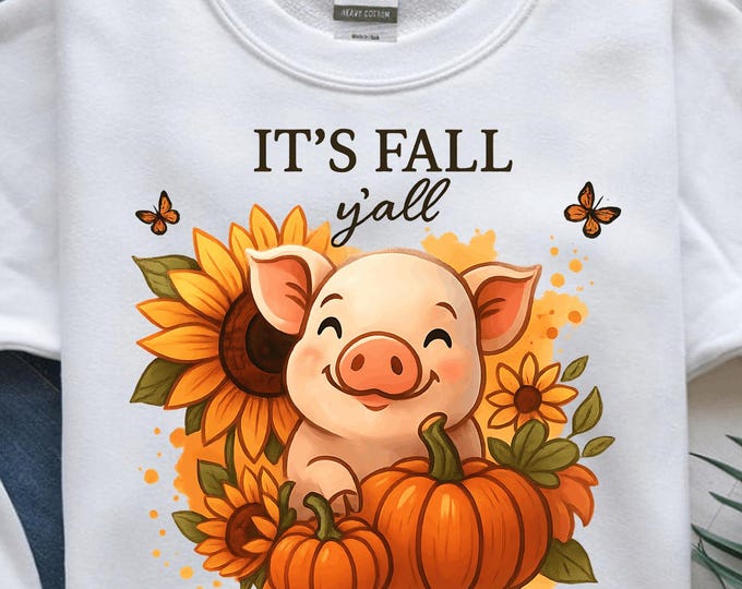 Its Fall Yall Pig T Shirt, Autumn T Shirt, Sunflower Shirt, Pumpkin Shirt, Cute Fall Shirt, Pig Lover Shirt, Fall Season Shirt