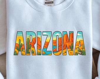 Retro Arizona PNG Clipart: Desert Sunset Typography (Digital Download 4096x4096px 300 DPI)