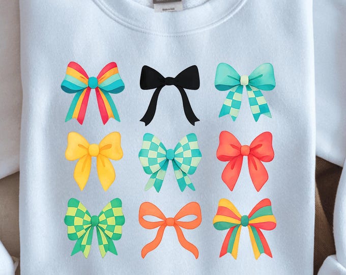 Coquette Bow PNG – Black and White Checkered Glitter Bow for Trendy Shirts, Preppy Girly Retro Design