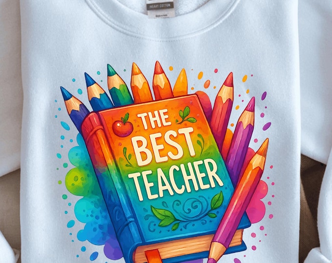 Best Teacher T-Shirt, Teacher Appreciation, End of Year Gift, Rainbow Book T-Shirt, Pencil T-Shirt, Colorful T-Shirt, Teacher Gift Idea