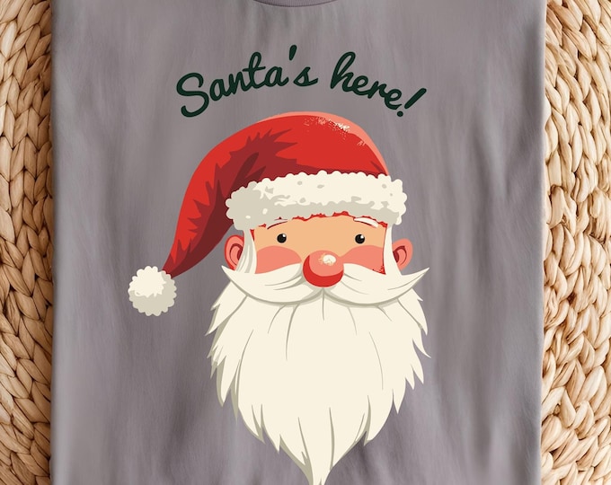 Santa'S Here Shirt PNG, Festive Santa Claus Christmas Decoration, Digital Art for Holiday Cheer, Perfect for GifT, and Festive Celebrations"