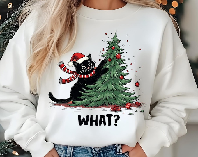 Christmas Cat What Shirt, Christmas Shirt, Black Cat Shirt, Funny Cat Christmas, Christmas Tree Shirt, Christmas Png, Holiday Png, Cat Lover