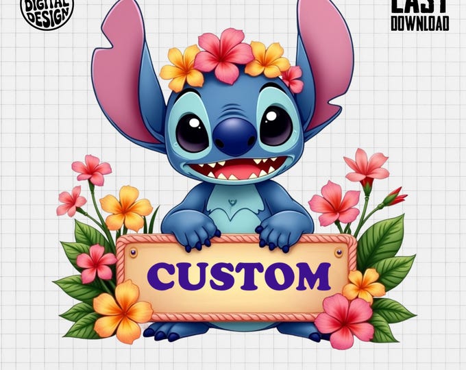 Custom Stitch T-Shirt, Personalized Lilo and Stitch Tee, Floral Hawaiian Shirt, Tropical Vacation Shirt, Family Disney Trip Shirt