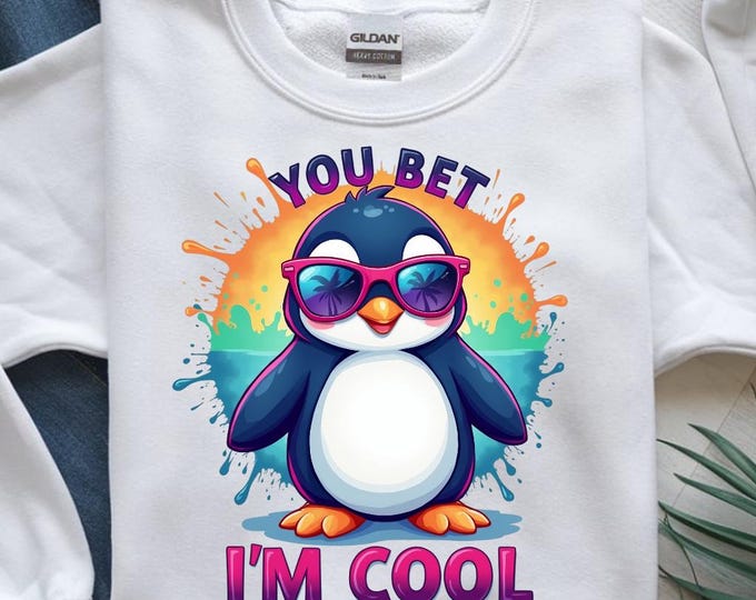 Cool Penguin with Sunglasses PNG, Tropical Summer Animal Clipart, Cute Beach Penguin Digital Download for T-Shirt Design, 300DPI