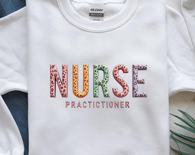 Nurse Practitioner PNG, Leopard Print Text Sublimation Design, Pastel Rainbow PNG for T-Shirts and Mugs, Digital Download