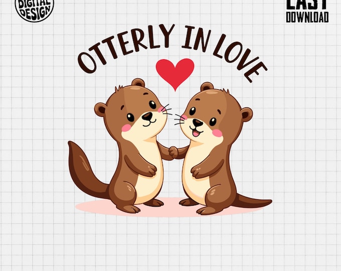 Otterly In Love T-Shirt, Cute Animal Shirt, Valentine's Day, Otters Holding Hands, Funny Valentines, Love Shirt, Cartoon Otters Gift