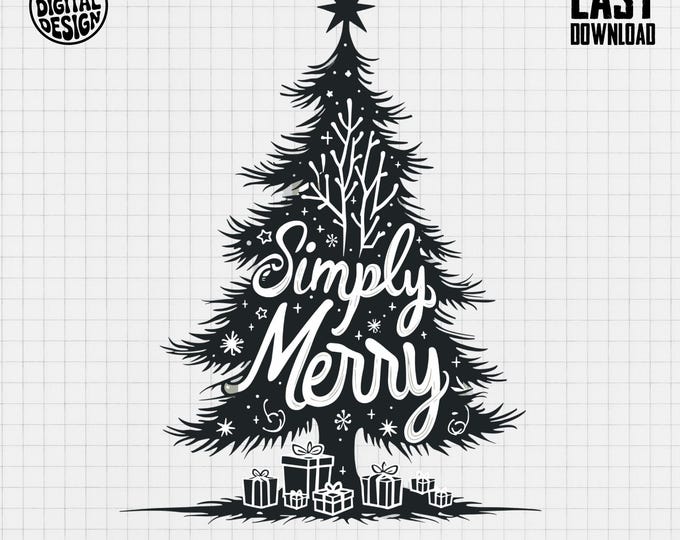 Simply Merry Christmas Tree T-Shirt, Festive Holiday Shirt, Christmas Presents Shirt, Holiday Tee, Christmas Gift, Xmas Shirt