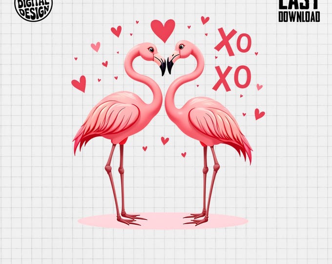 Flamingo Love T-Shirt, Couple Flamingo Heart, Valentine Flamingo Tee, XOXO, Anniversary Gift, Bird Lovers, Digital Product
