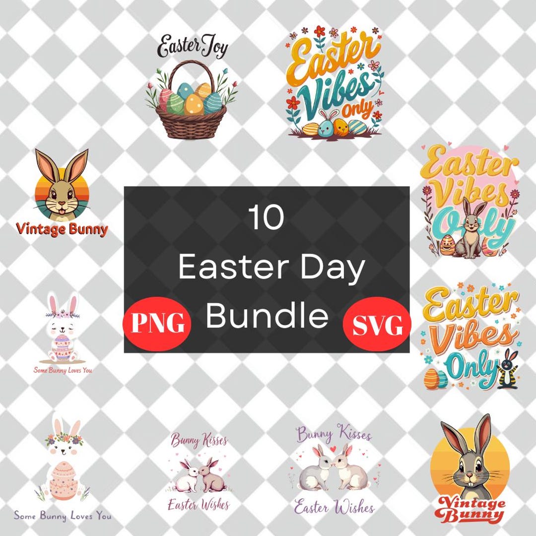Easter Bunny Designs: PNG SVG Clipart Bundle (digital Download) - Etsy