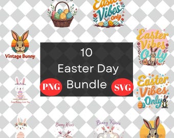 Easter Bunny Designs: PNG SVG Clipart Bundle (Digital Download)