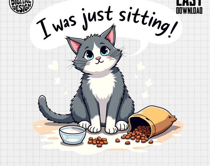 Funny Cat T-Shirt, Just Sitting Kitten Tee, Cute Animal Shirt, Playful Cat Design, Cat Lover Gift, Cartoon Cat Apparel