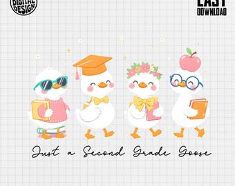 Second Grade Goose T-Shirt Design: Back to School Tee (PNG Digital Download