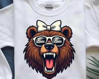 Cool Bear with Sunglasses PNG, Retro Animal Clipart (Digital Download)