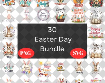Easter Bunny Shirt Designs: PNG SVG Clipart Bundle (Digital Download)