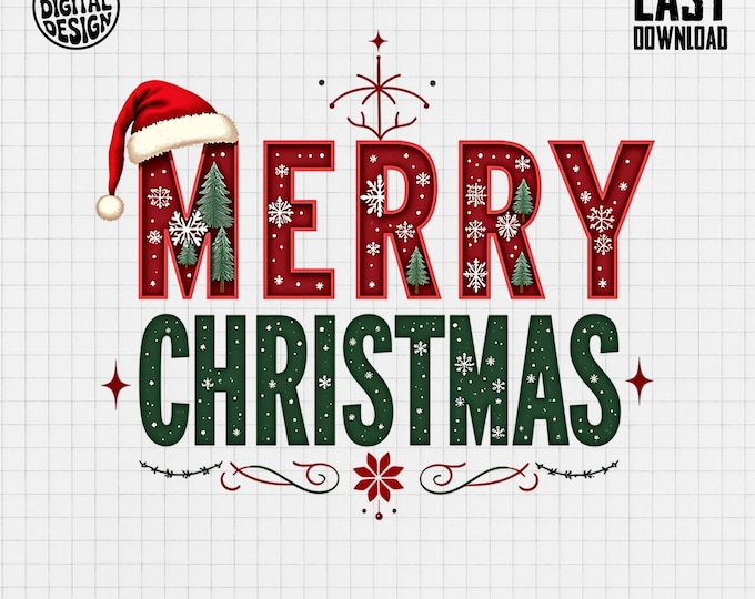 Merry Christmas T-Shirt Design, Holiday Shirt Graphic, Festive Xmas Tee, Seasonal Winter Gift, Digital Download for Shirts