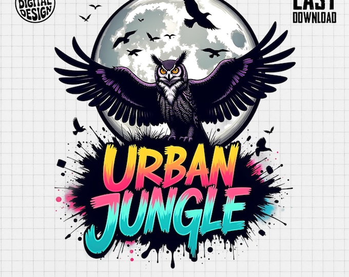 Urban Jungle Owl T Shirt, Moon Graphic T Shirt, Bird Lover, Digital Print Tee, Unisex Tee, Stylish T Shirt, Owl Design Shirt