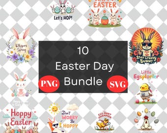 Easter Bunny Clipart: 70s Groovy Style PNG, SVG (Digital Download)