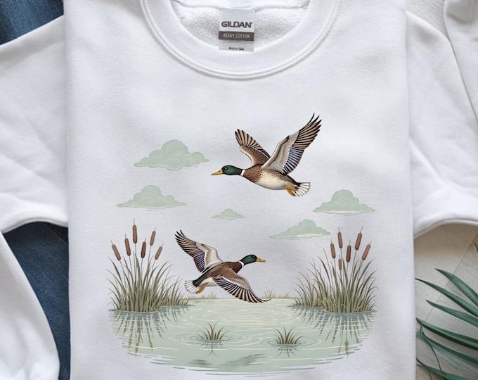 Flying Mallard Duck PNG, Vintage Wildlife T-Shirt Design, Country Lake Hunting Sublimation Art, Duck Hunting Clipart, Digital Download