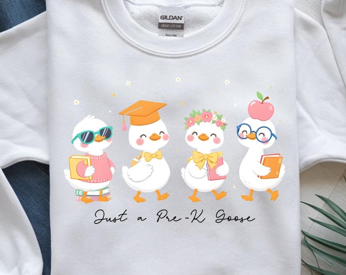 Back to School Goose PNG, Cute Kindergarten Duck Design, Teacher Gift PNG, Pre-K Classroom Clipart, Graduation Duck Sublimation PNG