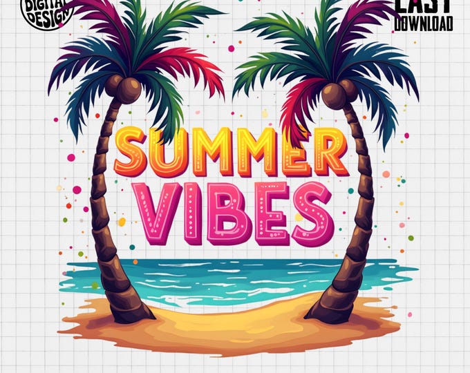 Summer Vibes T Shirt, Tropical T Shirt, Beach T Shirt, Summer T Shirt, Palm Tree T Shirt, Vacation T Shirt, Digital Items
