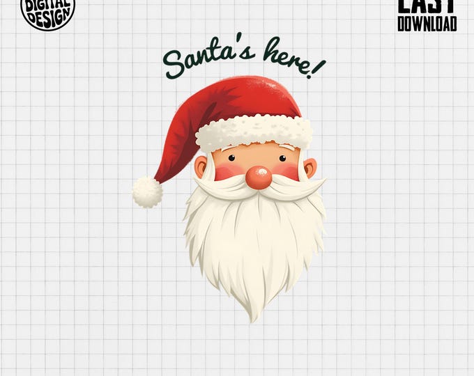 Santa T-Shirt, Christmas T-Shirt, Santa's Here Shirt, Holiday Shirt, Santa Claus Tee, Festive Apparel, Winter T-Shirt, Digital Item