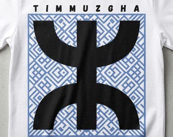 Modern Amazigh T-shirt Design - TIMMUZGHA Cultural Symbol - Digital Print PNG