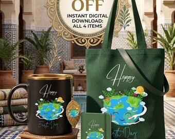 Cute Earth Day SVG PNG Design | Happy Earth Day Digital Download | Planet Earth Floral Graphic| Kids Earth Day Activity Art Bundle