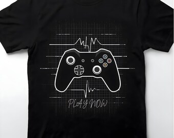 Minimalist Gaming Controller Art, Play Now Poster, Black Gamepad Print (Digital Download)