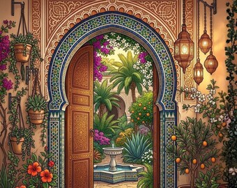 Moroccan Doors Digital Designs Marrakesh Fes & Chefchaouen GatesJPJ  Traditional Architecture Mega Pack Geometric Engraved Art