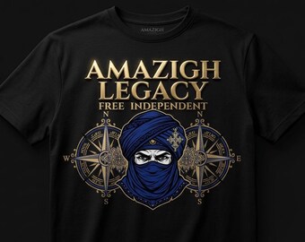Digital Download  Amazigh Legacy  Design  Tuareg Warrior PNG for DTG  Screen Print  Gold & Blue Streetwear Graphic Commercial Use