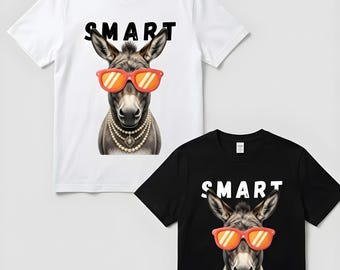 Smart Donkey with Sunglasses and Pearls PNG (Digital Download)