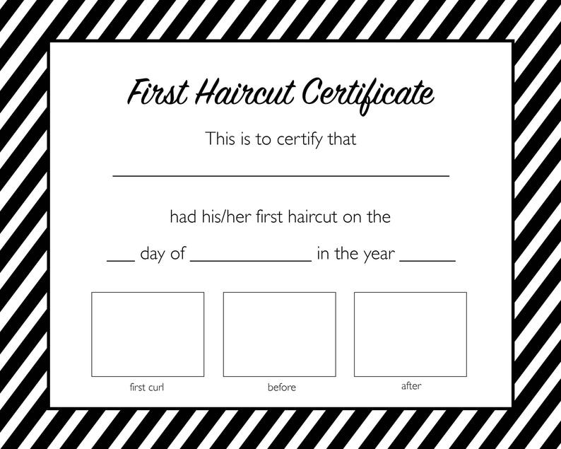 First Haircut Certificate / INSTANT DOWNLOAD | Etsy