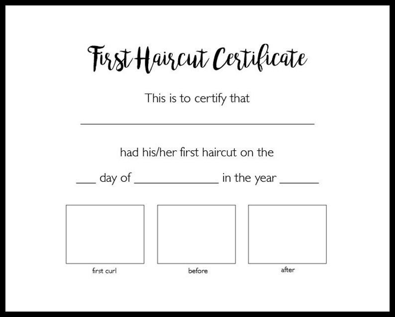 First Haircut Certificate / Baby's Haircut / Baby | Etsy