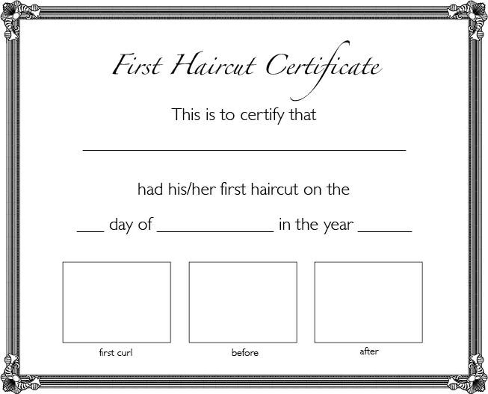 First Haircut Certificate / INSTANT DOWNLOAD - Etsy
