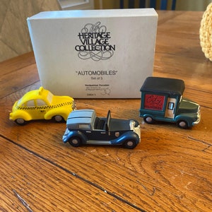 Dept 56: Automobiles Set of 3- Christmas in the City; Department 56 RETIRED, Vintage Christmas Village Scene Décor