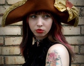 Letters of Marque,  handblocked, Velour fur felt, Bicorn,  Pirate Hat