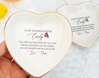 Personalized Jewelry Dish for Granddaughter, Gift From Grandma, Birthday Gift, Wedding Gift, Gift for Granddaughter, Graduation Gift