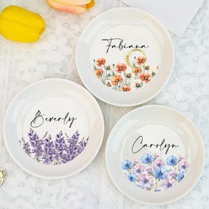 Custom Birth Flower Trinket Dish,Personalized Flower Ring Dish,Birthday Jewelry Dish,Gift for Women,Wedding Bridesmaid Gift,Best Friend Gift